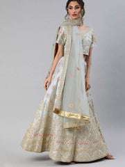 Grey Embroidered Party Wear Lehenga Choli - inddus-us