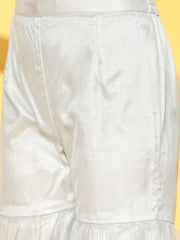 Grey Net Embroidered Kurta with Sharara and Net Dupatta - Inddus.com