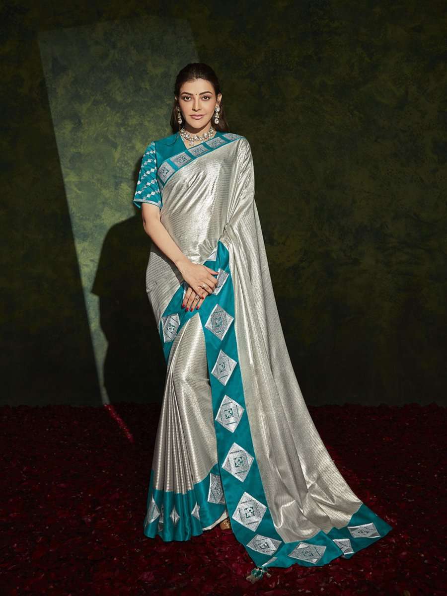 Grey Silk Traditional Saree - Inddus.com