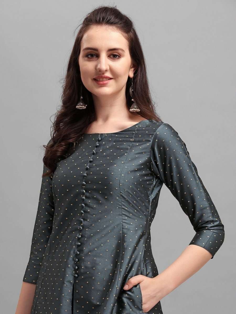 Grey Woven Kurta - Inddus.com