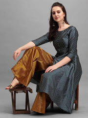 Grey Woven Kurta - Inddus.com
