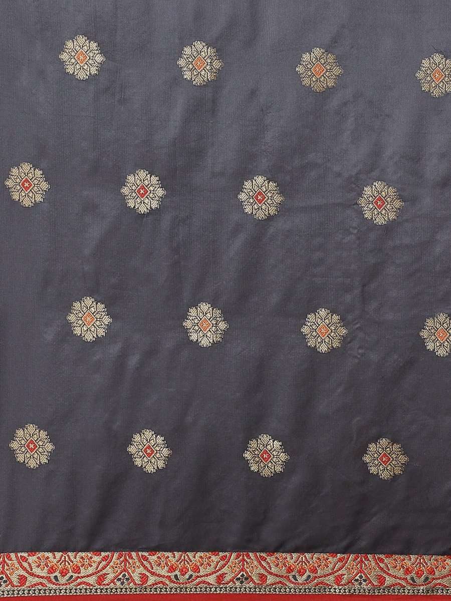 Grey Zari Woven Banarasi Saree - Inddus.com