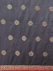 Grey Zari Woven Banarasi Saree - Inddus.com