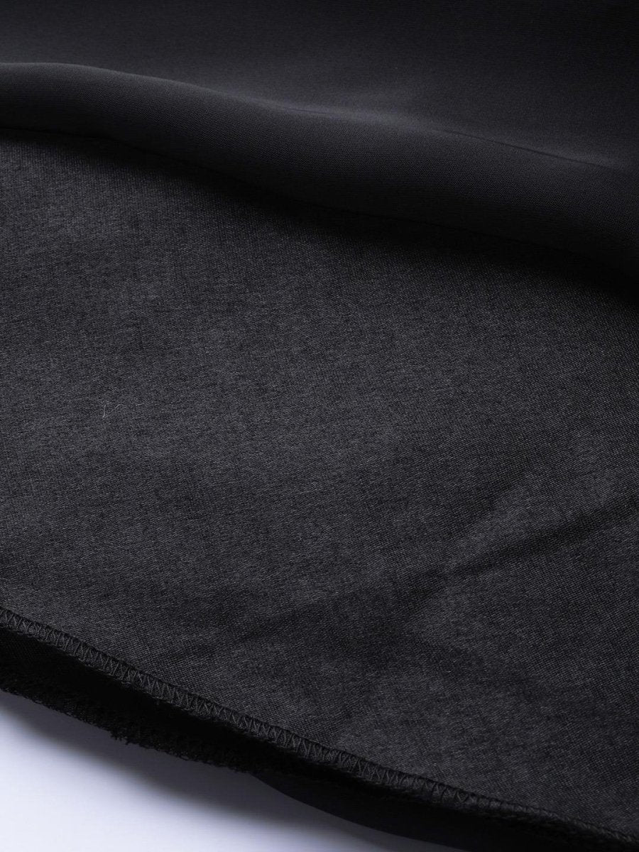 Inddus Black Solid One-Shoulder Maxi Dress with Attached Dupatta - inddus-us