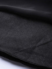 Inddus Black Solid One-Shoulder Maxi Dress with Attached Dupatta - inddus-us