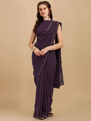 Inddus Mauve Embroidered Saree - Inddus.com