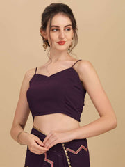 Inddus Mauve Red Sequinned Half and Half Saree - Inddus.com