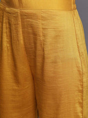 Inddus Mustard Yellow Floral Embroidered Kurta with Palazzos - inddus-us