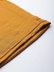 Inddus Mustard Yellow Floral Embroidered Kurta with Palazzos - inddus-us