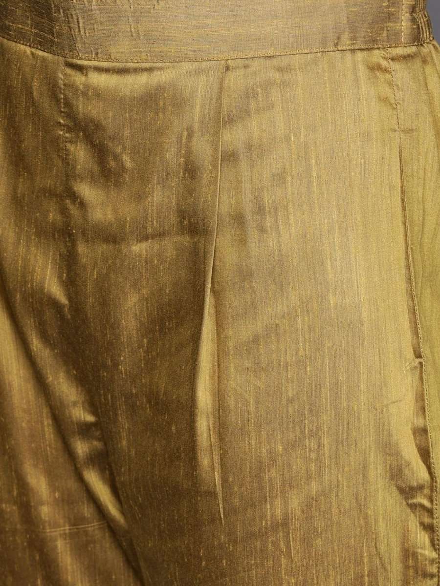 Inddus Mustard Yellow Solid Kurta with Trousers & Dupatta - inddus-us