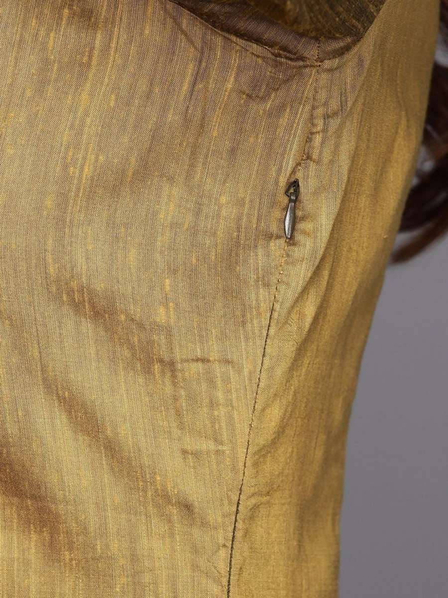 Inddus Mustard Yellow Solid Kurta with Trousers & Dupatta - inddus-us