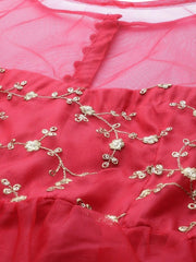 Inddus Pink Net Sequinned Maxi Dress - inddus-us