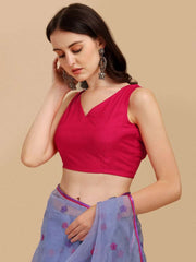 Inddus Purple Pink Floral Embroidered Organza Saree - Inddus.com