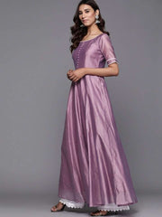 Inddus Purple Solid Anarkali Kurta with Dupatta - Inddus.com