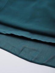 Inddus Teal Blue & Golden Yoke Design Kurta with Trousers - Inddus.com