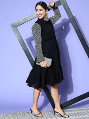 Induss Chikankari Embroidered Shirt Collar Midi Dress - Inddus.com