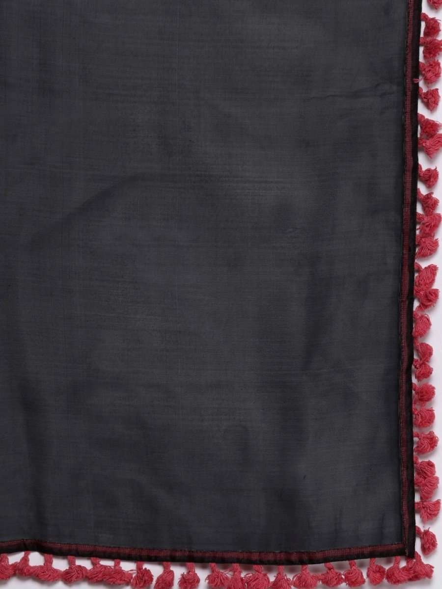 irresistible black organza printed kurta set