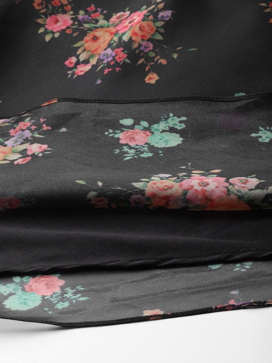 irresistible black organza printed kurta set