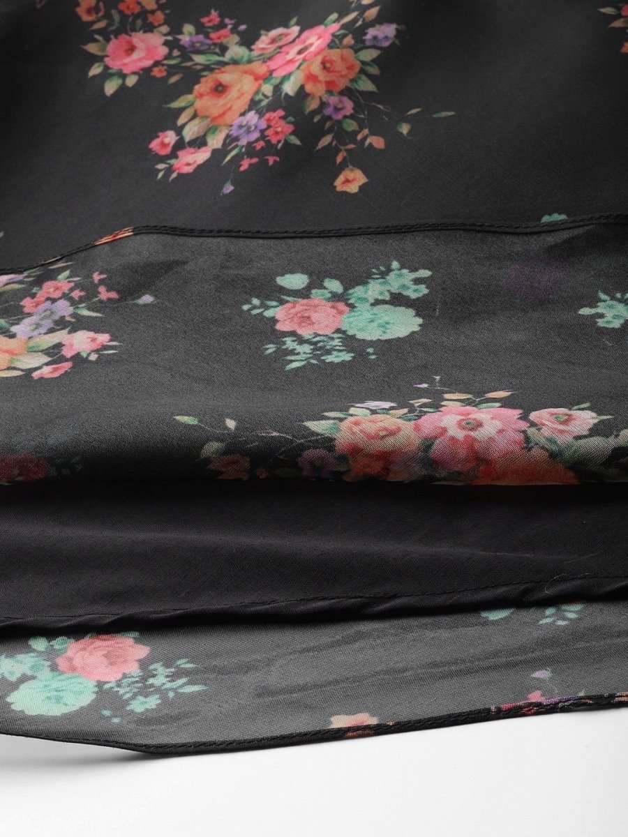 irresistible black organza printed kurta set