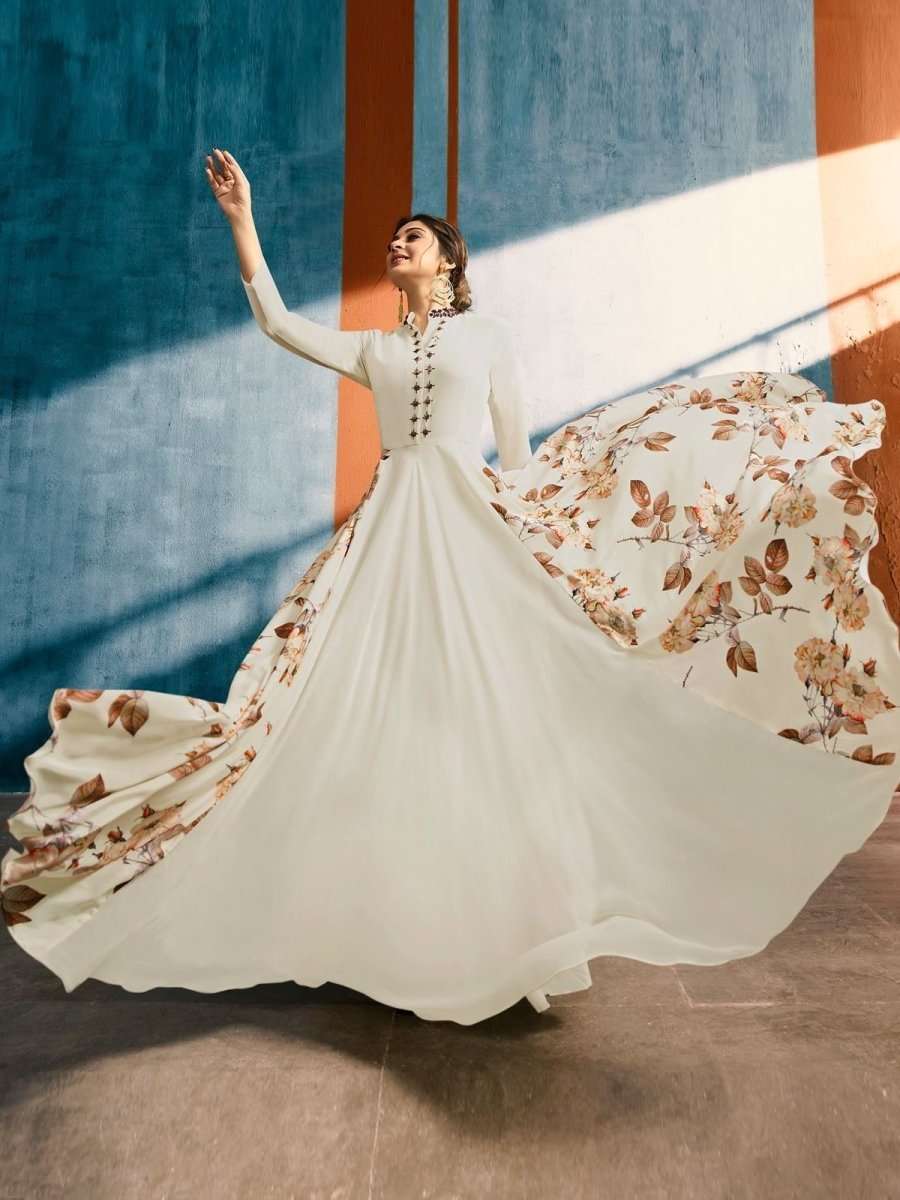 Jennifer Winget Cream Embroidered Dress - inddus-us