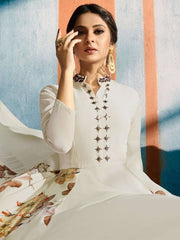 Jennifer Winget Cream Embroidered Dress - inddus-us