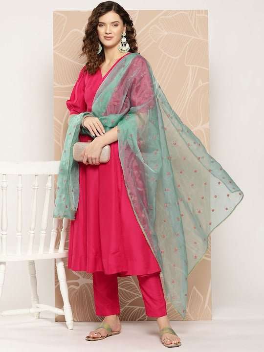 Kurta With Trousers & With Dupatta - Inddus.com