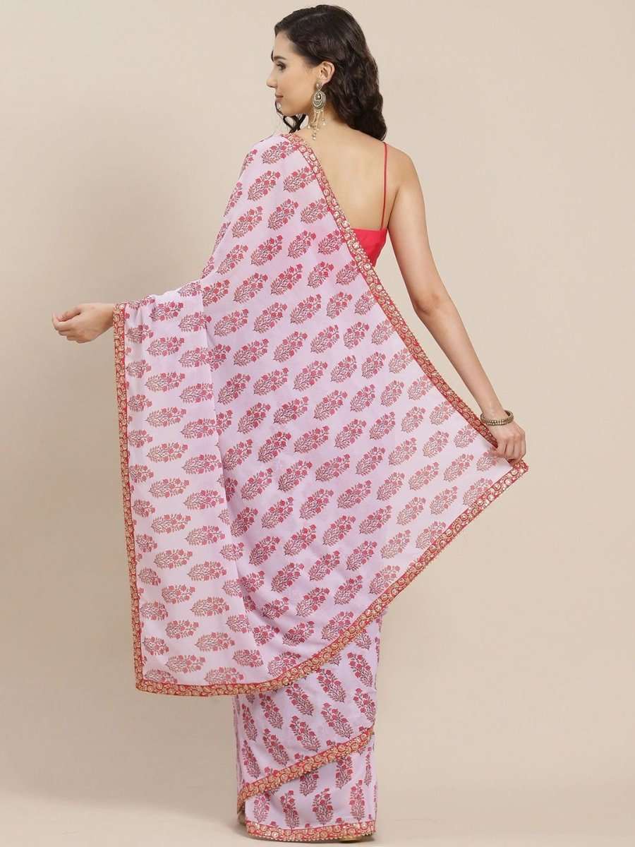 Lavender Digital Print Saree - inddus-us