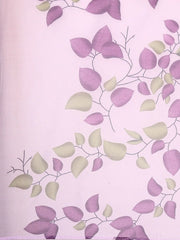 Lavender Leaf Digital Print Organza Saree - Inddus.com
