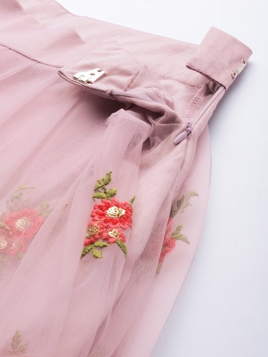 Lavender Sequinned Semi-Stitched Lehenga & Unstitched Blouse With Dupatta - Inddus.com