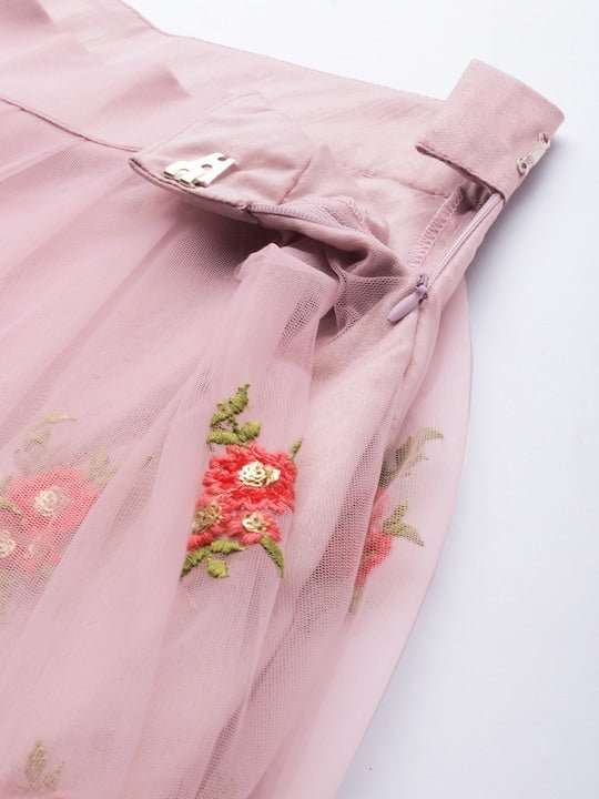 Lavender Sequinned Semi-Stitched Lehenga & Unstitched Blouse With Dupatta - Inddus.com