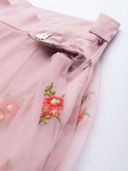 Lavender Sequinned Semi-Stitched Lehenga & Unstitched Blouse With Dupatta - Inddus.com