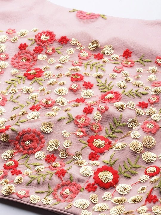 Lavender Sequinned Semi-Stitched Lehenga & Unstitched Blouse With Dupatta - Inddus.com