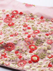 Lavender Sequinned Semi-Stitched Lehenga & Unstitched Blouse With Dupatta - Inddus.com