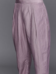 Lavender Silk Blend Solid Partywear Kurta Set - Inddus.com