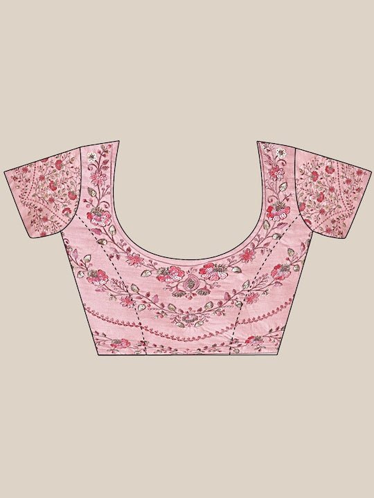 Lavender Women Embellished Sequinned Embroidered Satin Saree - Inddus.com