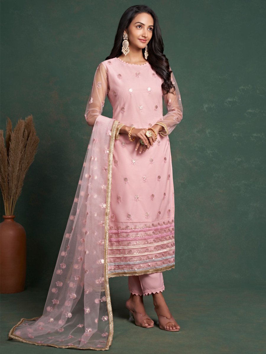 Pink Color Party Wear Straight Long Suit :: MY SHOPPY LADIES WEAR