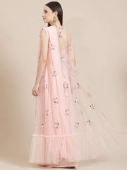 Light Pink Georgette Saree with Jacket - Inddus.com