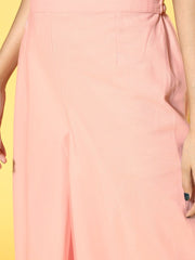 Light Pink Net Solid Top & Palazzo with Sequinned Embroidered Jacket - Inddus.com