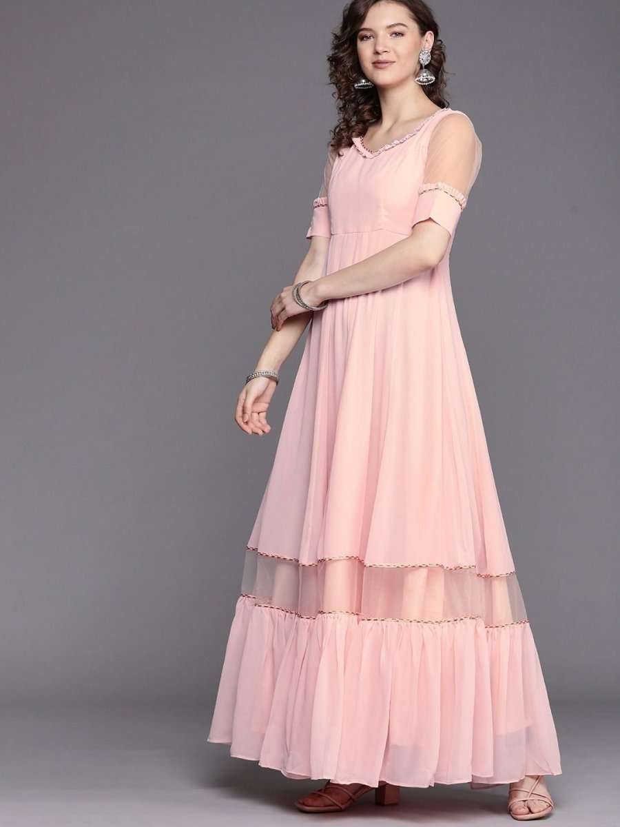 Light Pink Solid Kurta with Dupatta - Inddus.com