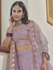 Light Purple Art Silk Embroidered Lehenga Choli - Inddus.com
