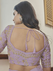 Light Purple Art Silk Embroidered Lehenga Choli - Inddus.com