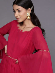 Magenta Georgette Solid Palazzo Suit - inddus-us