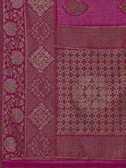 Magenta & Gold-Toned Ethnic Motifs Saree - Inddus.com