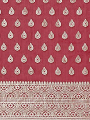 Magenta & Golden Woven Design Silk Blend Banarasi Saree - Inddus.com