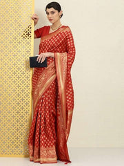 Magenta & Pink Ethnic Motifs Zari Silk Blend Saree