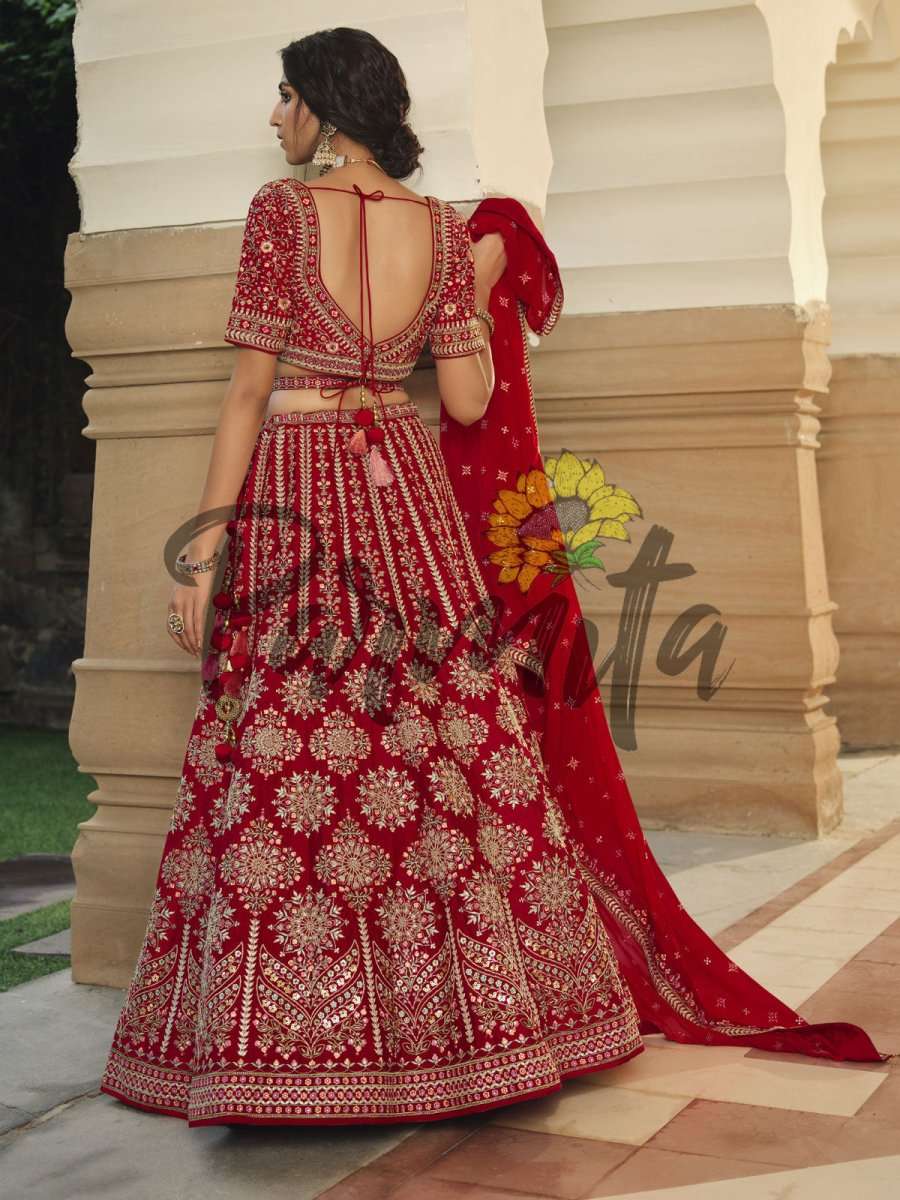 Magenta Pink Hand Embroidered Lehenga Choli Set - Inddus.com