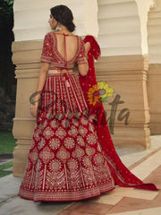 Magenta Pink Hand Embroidered Lehenga Choli Set - Inddus.com