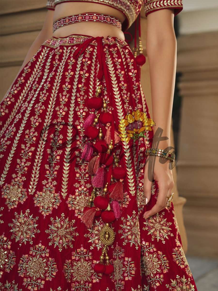 Magenta Pink Hand Embroidered Lehenga Choli Set - Inddus.com