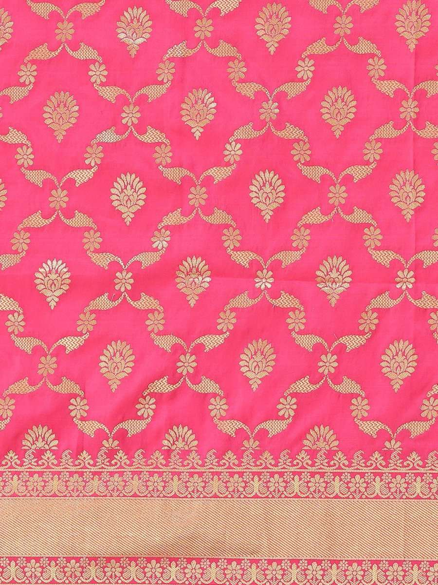 Magenta Pink Jaali Woven Design Traditional Saree - Inddus.com
