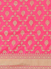 Magenta Pink Jaali Woven Design Traditional Saree - Inddus.com